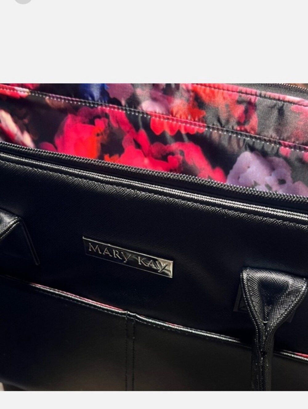Mary Kay Black Tote with Bright Floral Lining
